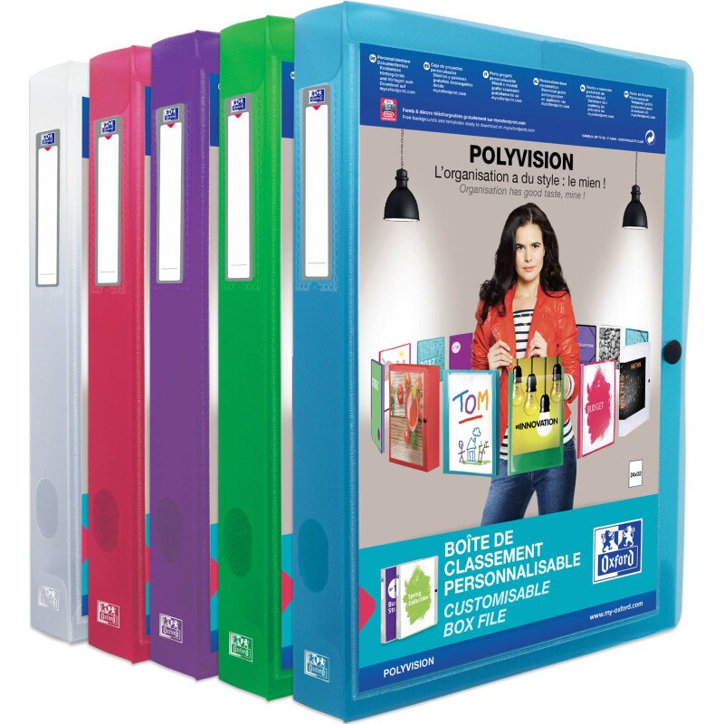 Chemise box translucide Polyvision personnalisable OXFORD 24 x 32 cm dos 4 cm couleur