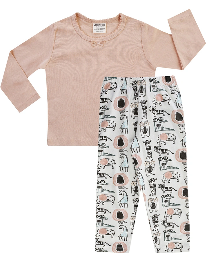 Schlafanzug ANIMAL PARTY lang in peach