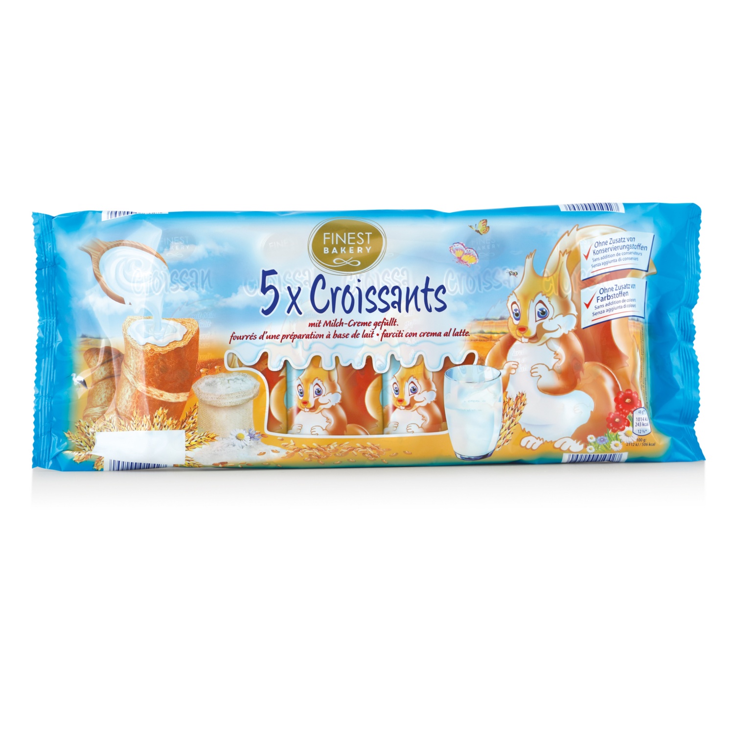 FINEST BAKERY Croissants gefüllt, Milchcreme 240g