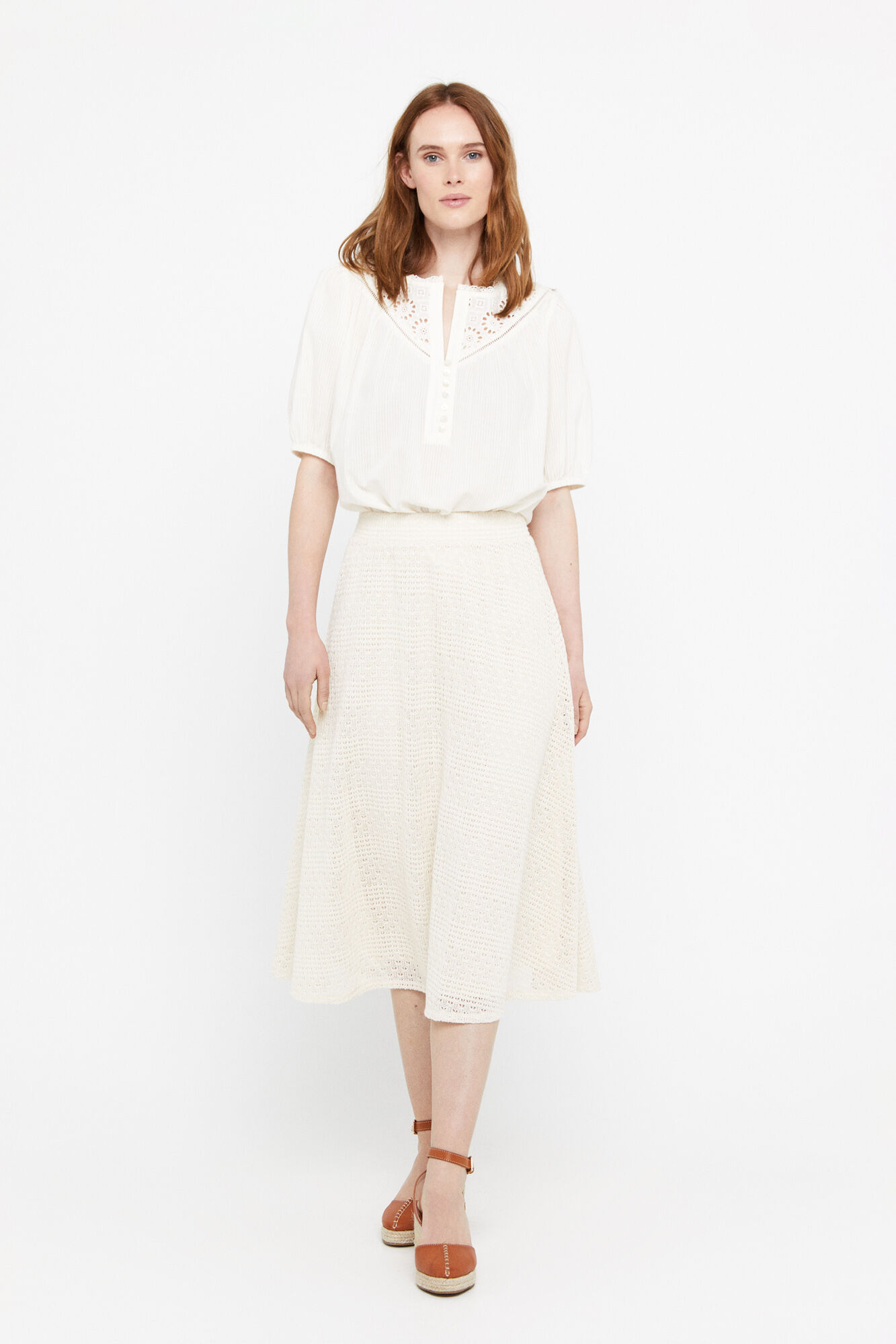 Blusa con schiffly - Blanco
