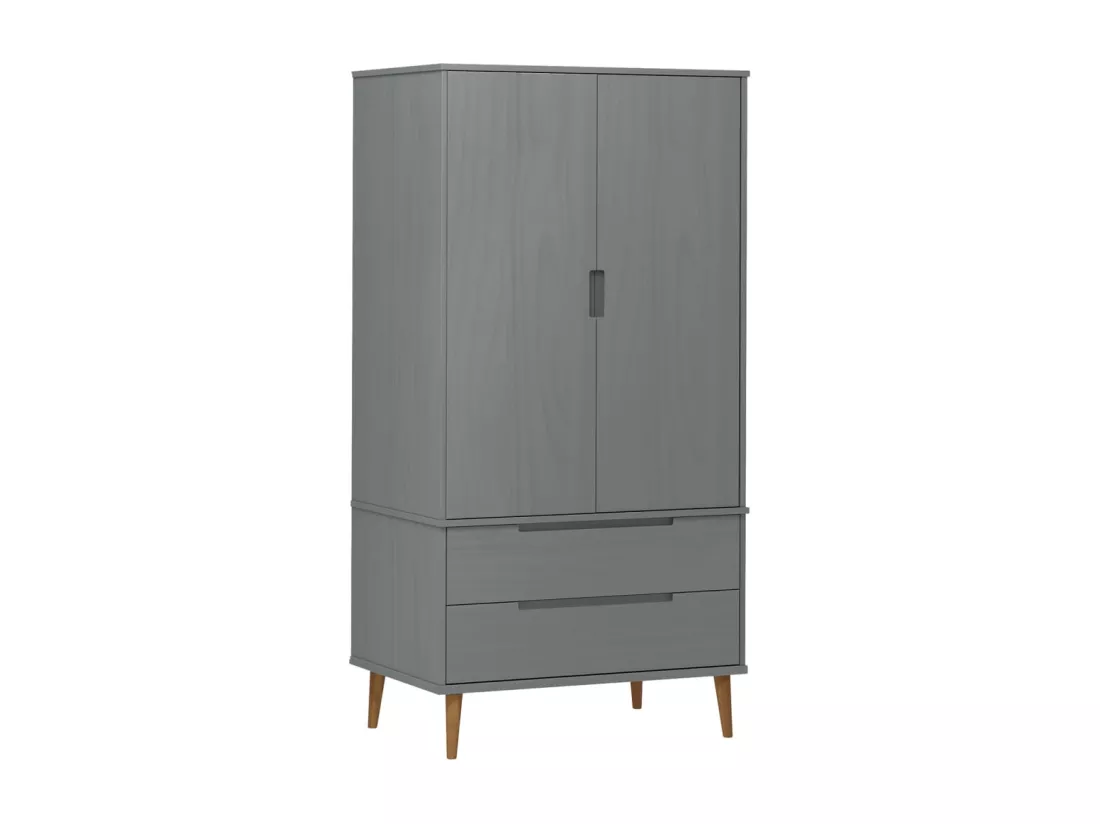Garde-robe MOLDE Gris 90x55x175 cm Bois massif de pin