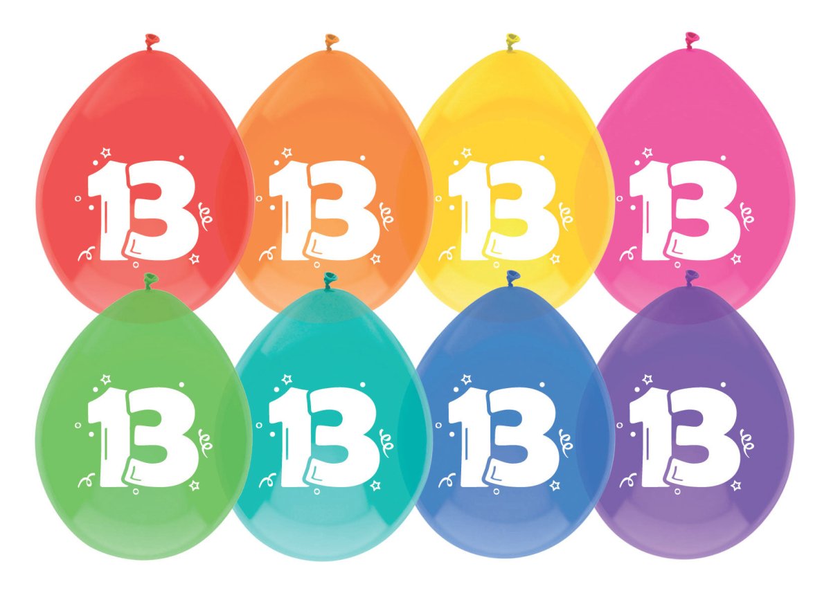 Ballonen 13 Jaar Gekleurd 30cm 8st