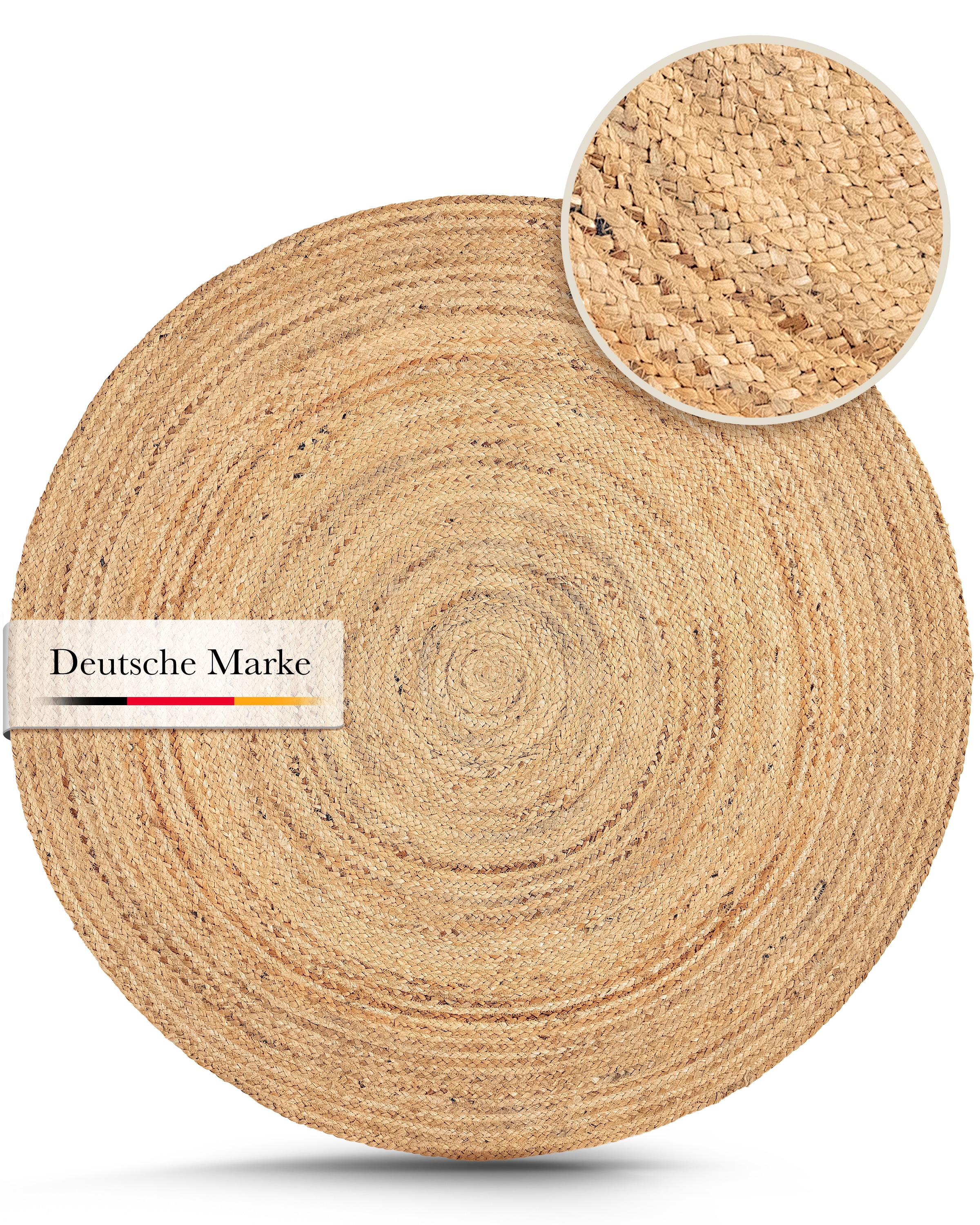 carpetfine Teppich »Nele  Juteteppich Naturfaser« rund 6 mm Höhe geflochtener Wendeteppich aus 100%Jute, in rund und oval, viele Grössen