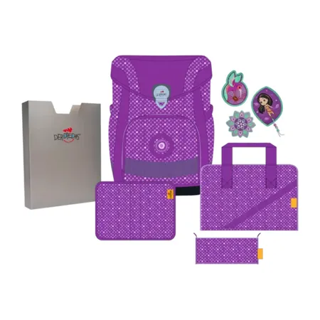 DerDieDas ErgoFlex Easy Schulranzen-Set Purple Dots