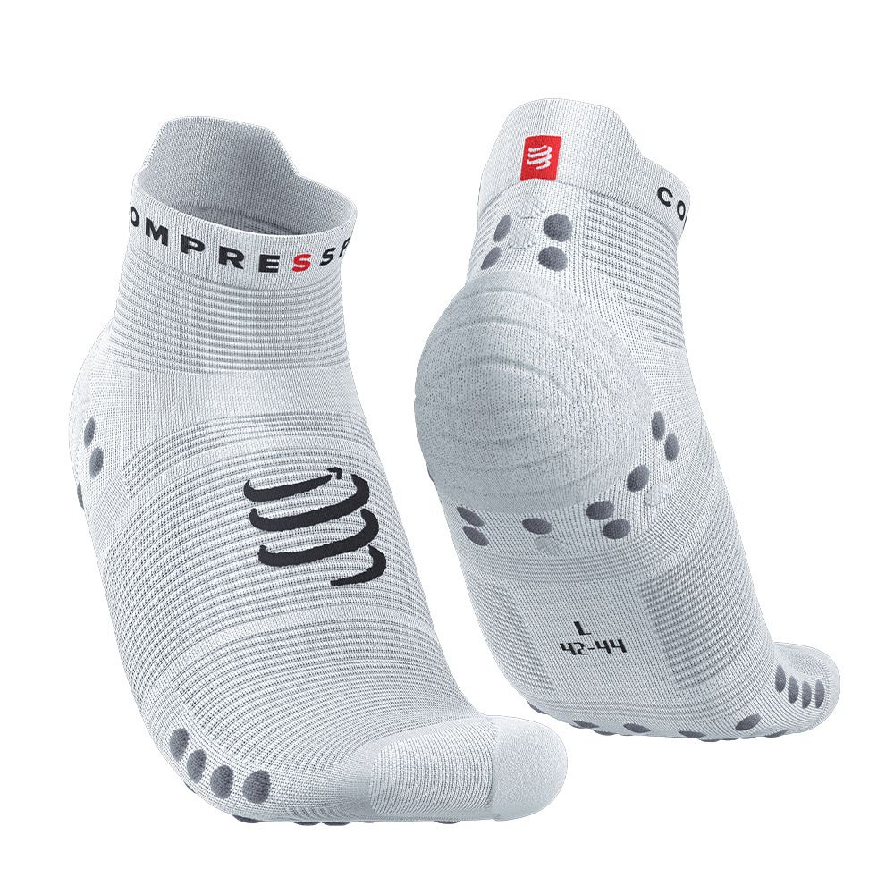 Compressport PRO RACING V4.0 RUN LOW - Chaussettes white/alloy