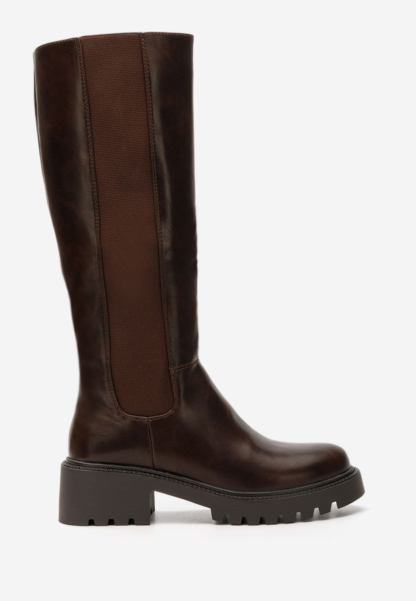 Bottes hautes femme plates brunes Calipso