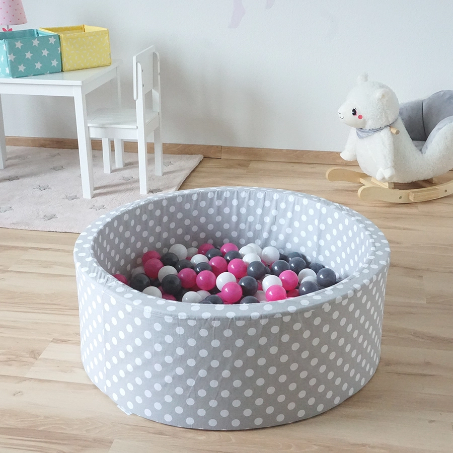 knorr toys® Bällebad soft - Grey white dots - 300 balls cremegreyrose grau