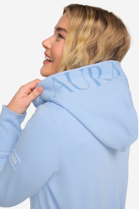 Sweatjacke, lang geschnitten, Kapuze, Taillen-Tunnelzug hinten, Langarm