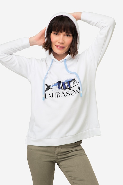 Hoodie, Fisch Motiv, Kapuze, Langarm