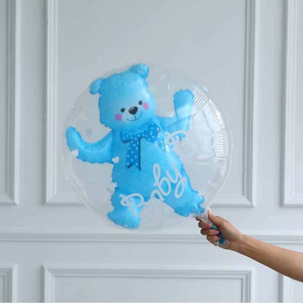 (Ø60cm) Party Ballon Baby Shower / Geburt Deko Folienballon Bär - Baby Boy