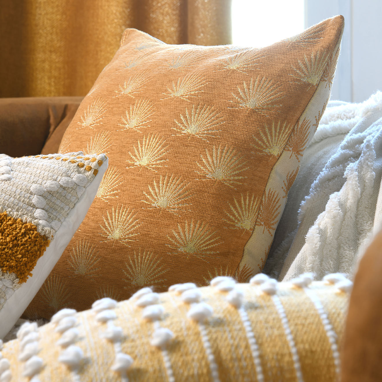 Stof Coussin Pemba safran - 45x45 cm