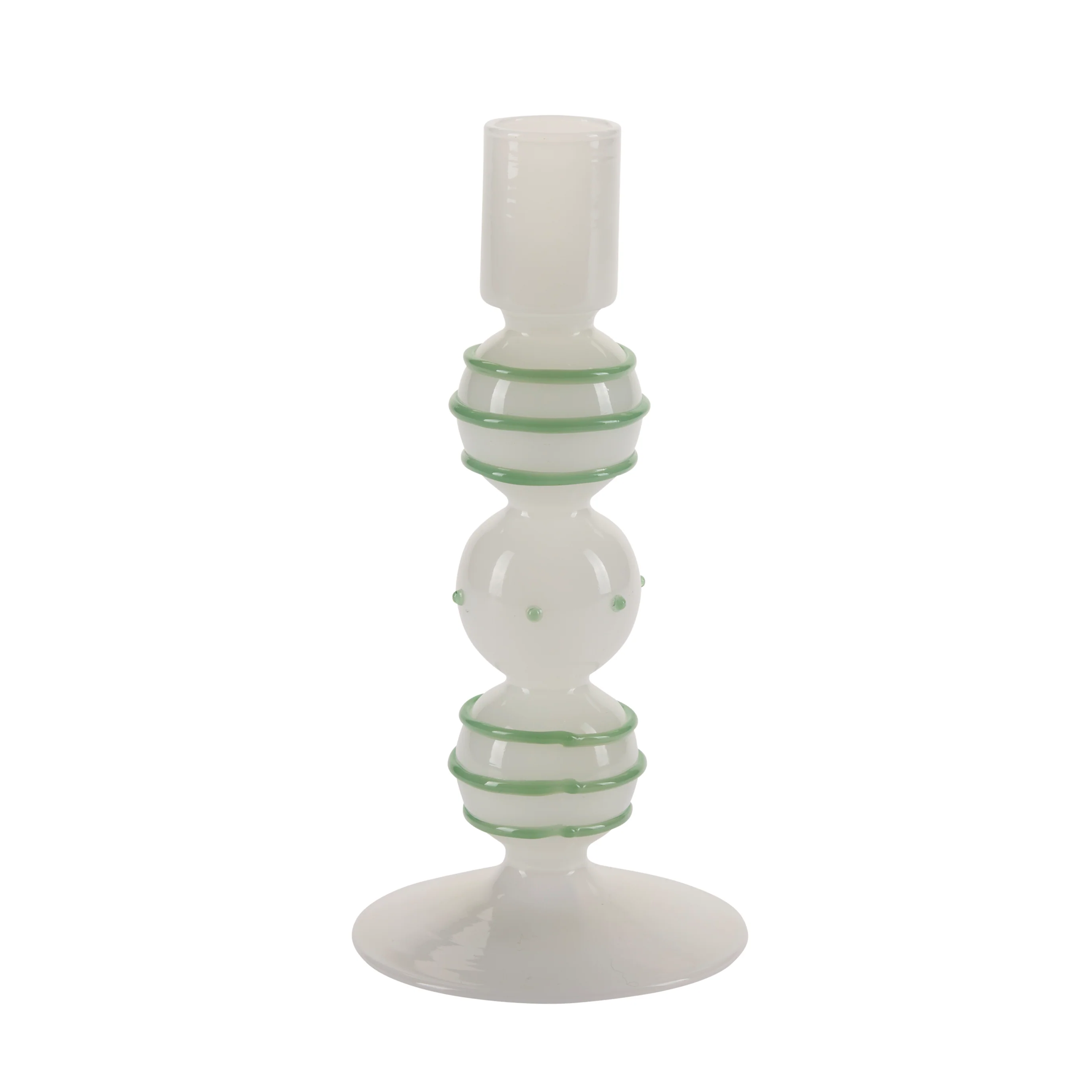 Bahne Interior  Ball lysestage, hvid/grøn - H18 cm.