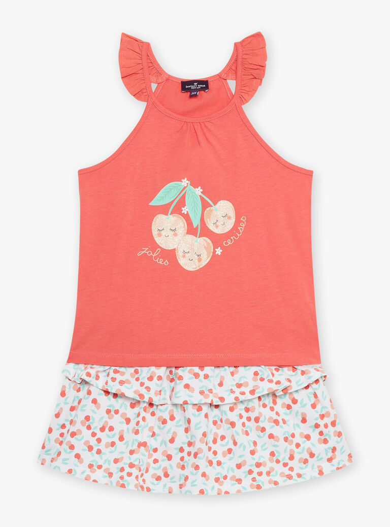 Débardeur et jupe short rouge et bleu en jersey