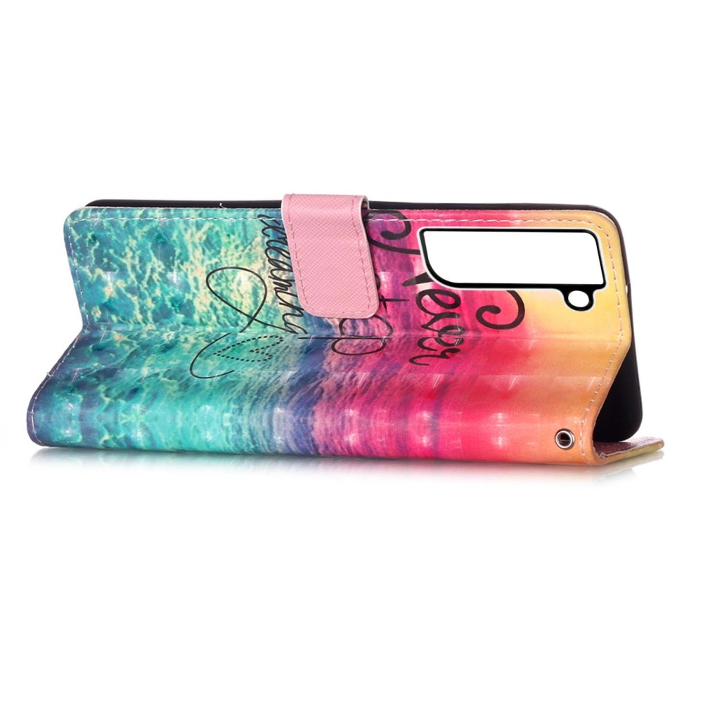 Samsung Galaxy S22 5G Leder Tasche Hülle mit Kartenfach Never Stop Dreaming