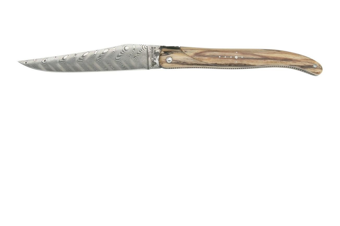 Laguiole en Aubrac Le Perlé 12 cm L0512WA6J3DB Balbach Damast Full Handle beukenhout