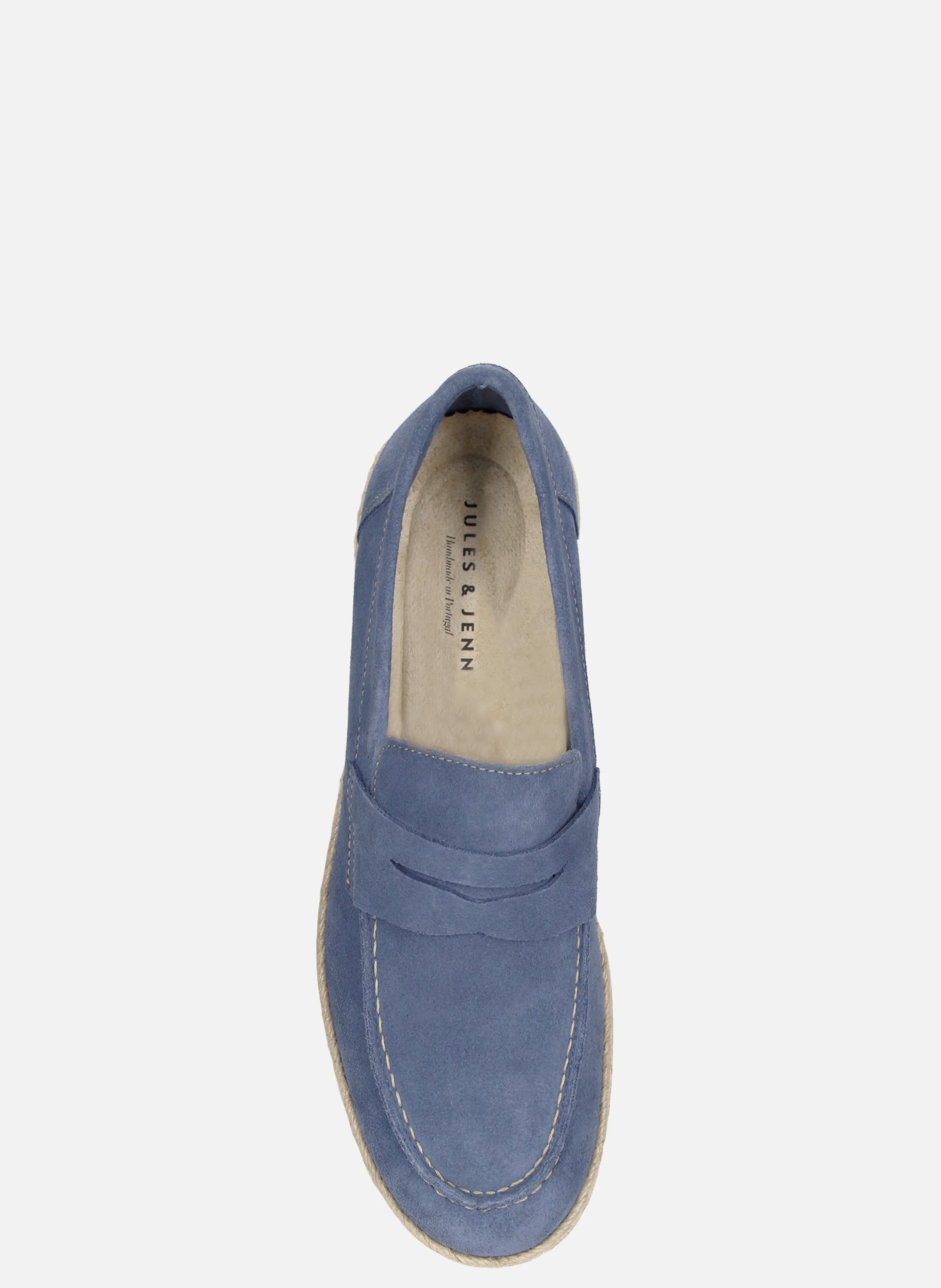 Mocassins espadrille cuir daim | Bleu