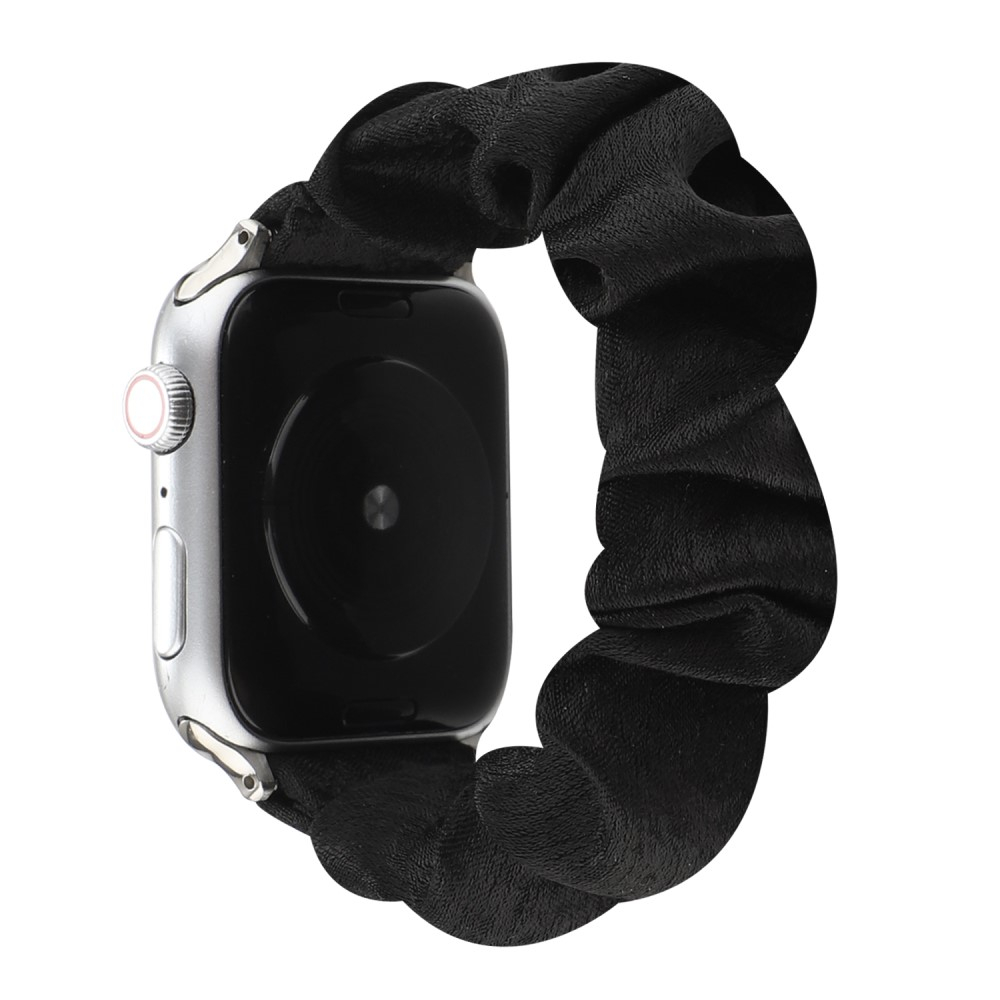 Apple Watch (42/41/40/38 mm) Stoff Ersatz Armband Scrunchie (Gelenkumfang: 170-225mm) - Schwarz