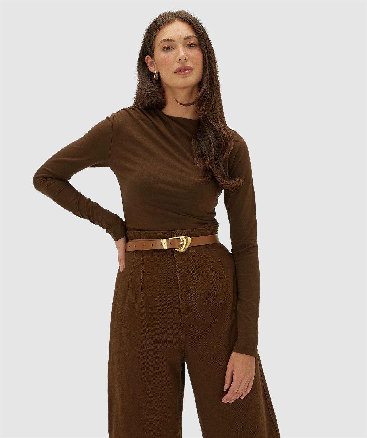 JV-LENIE slim fit top - brown
