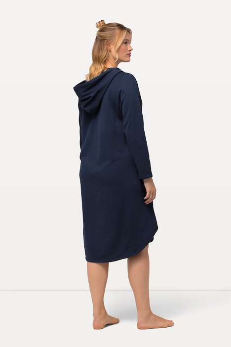 Loungewear-Kleid, Kapuze, Taschen, Langarm