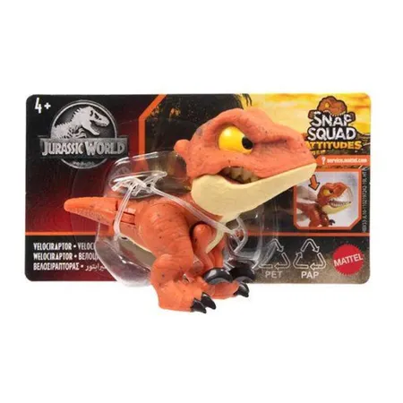 Mattel Jurassic World Schnapp-Dinos, Sammelfiguren mit Schnappfunktion, 1 Stück, 8-fach sortiert