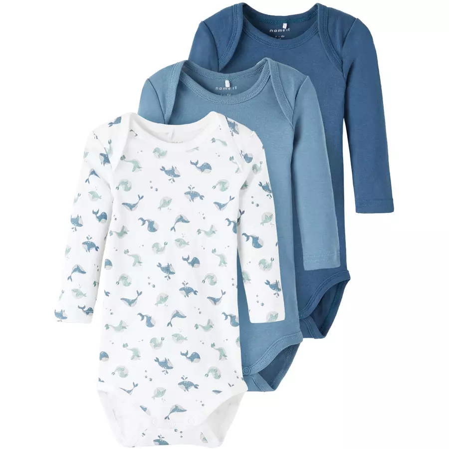 name it Langarmbody 3er Pack Majolica Blue