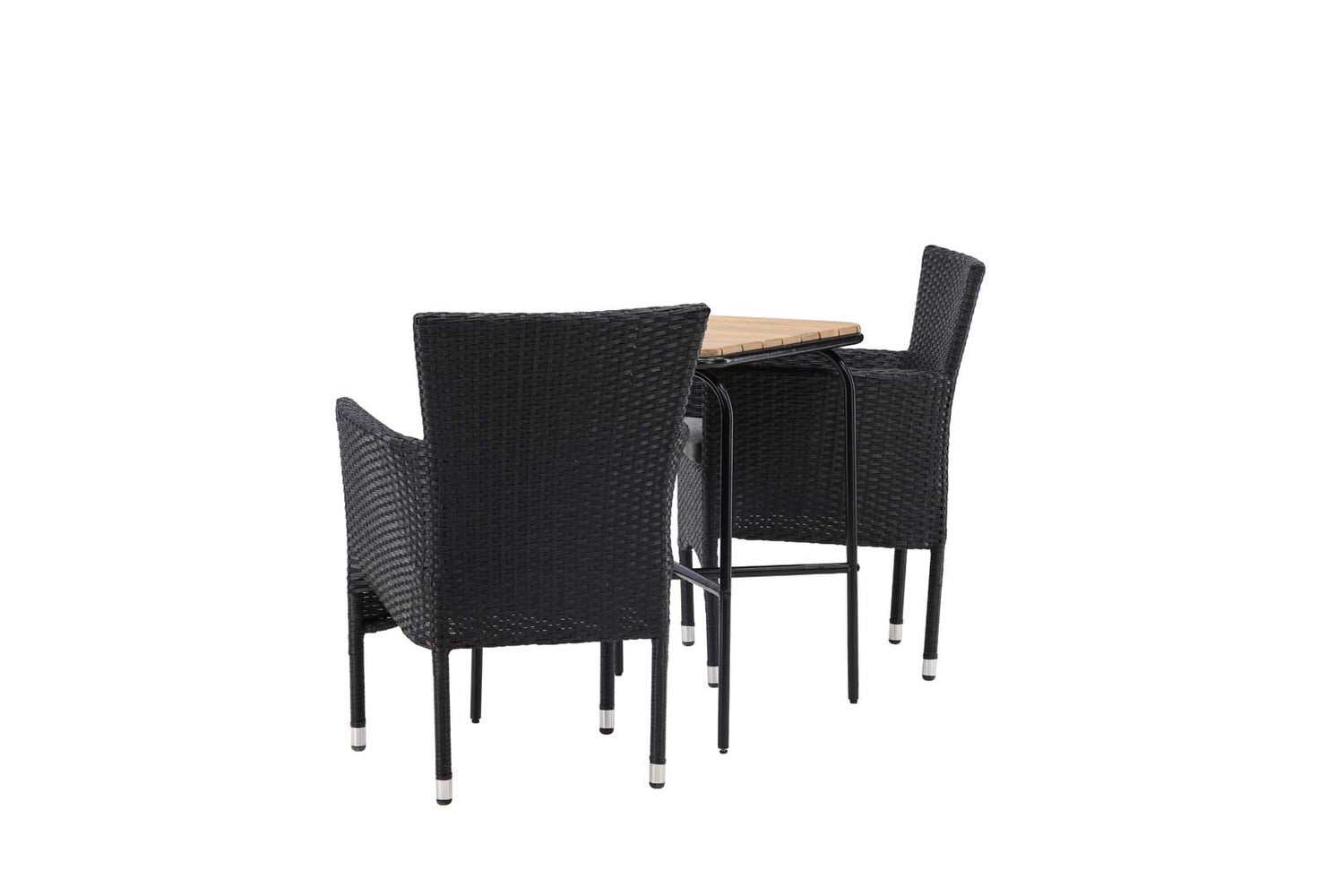 Holmbeck tuinset: tafel, 2 stoelen, naturel/zwart. 88 x 70 x 74 cm