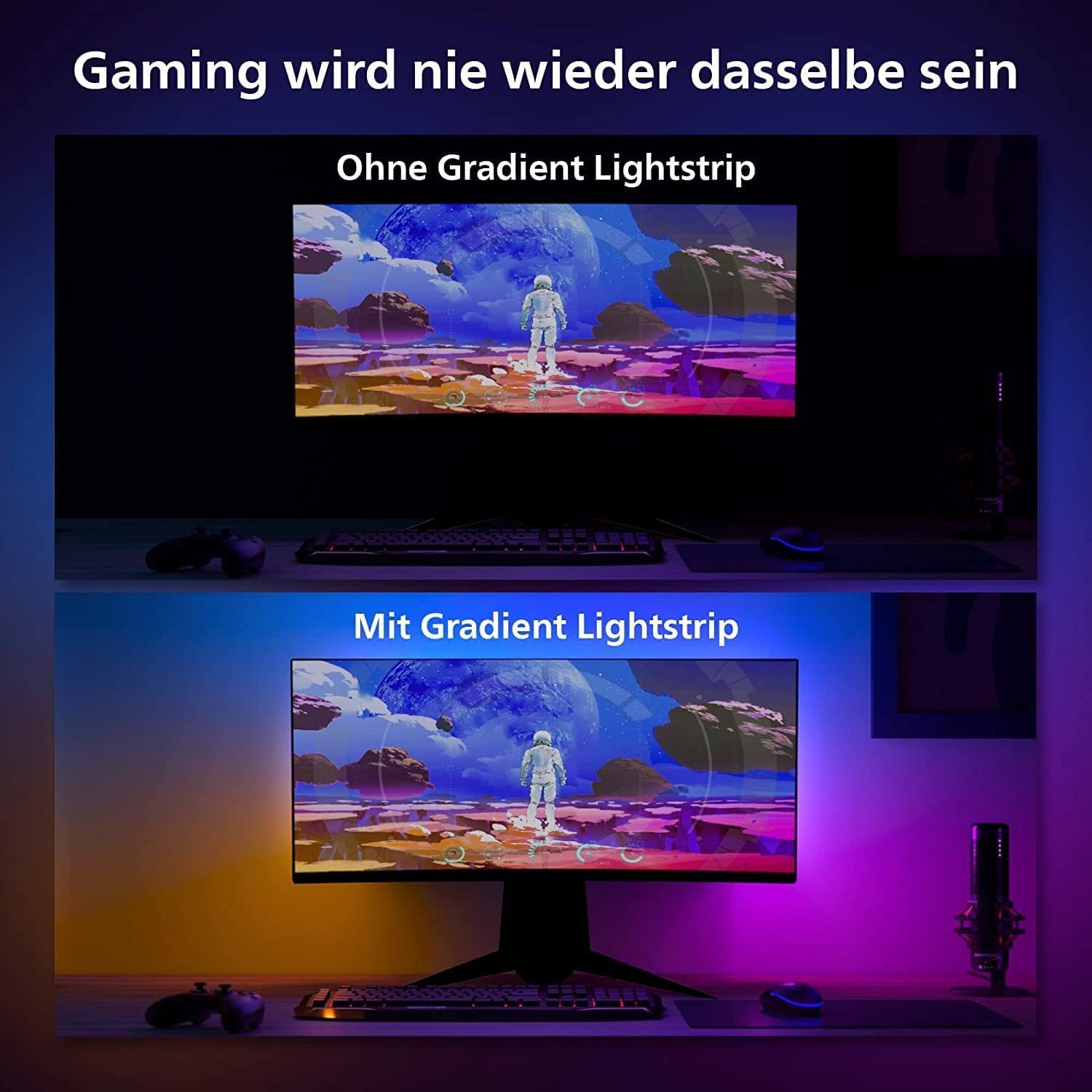 Philips Hue White & Color Ambiance Play Gradient, PC Lightstrip für 32-34 Zoll, dimmbar, 16 Mio. Farben, steuerbar via App, kompatibel mit Amazon Alexa (Echo, Echo Dot)