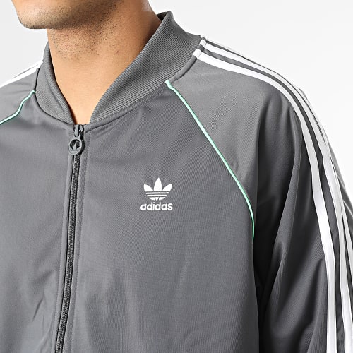 Veste Zippée A Bandes Tricot SST HI3002 Gris