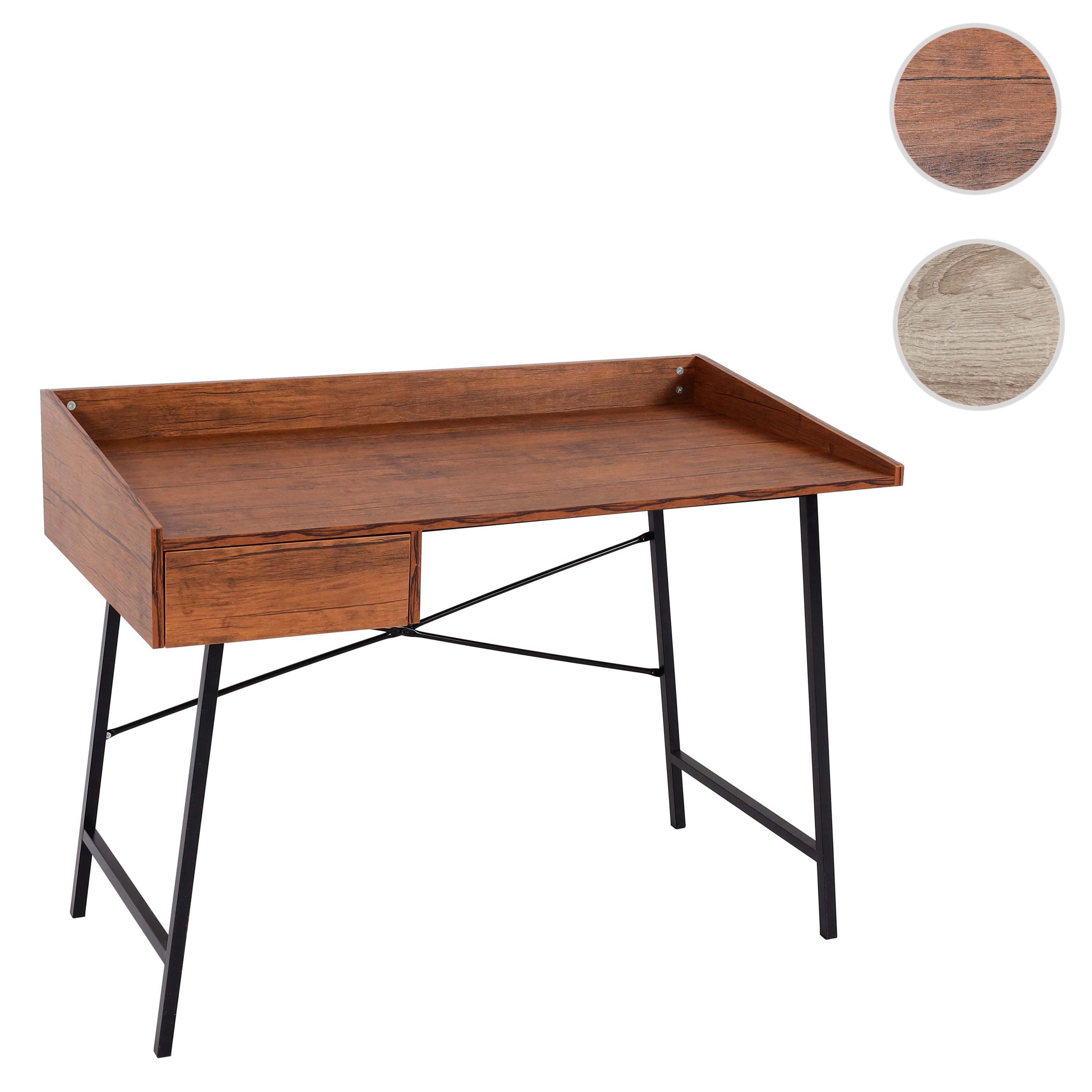Schreibtisch MCW-J97, Bürotisch Computertisch, Schublade 3D-Struktur 98x114x60cm MVG-zertifiziert ~ braun