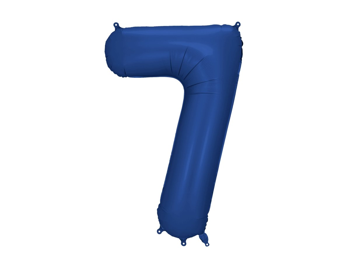 7 Jaar Cijfer Ballon Blauw Satijn Folie Leeg 86cm