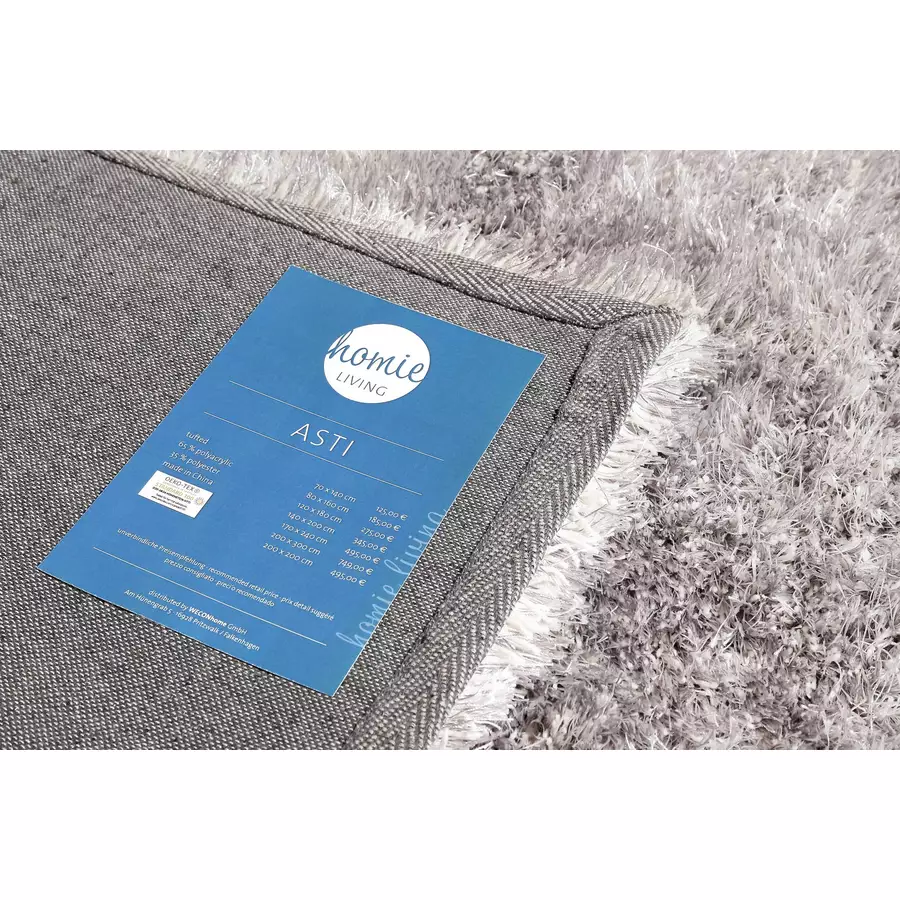 Homie Living Hochflorteppich Asti silber