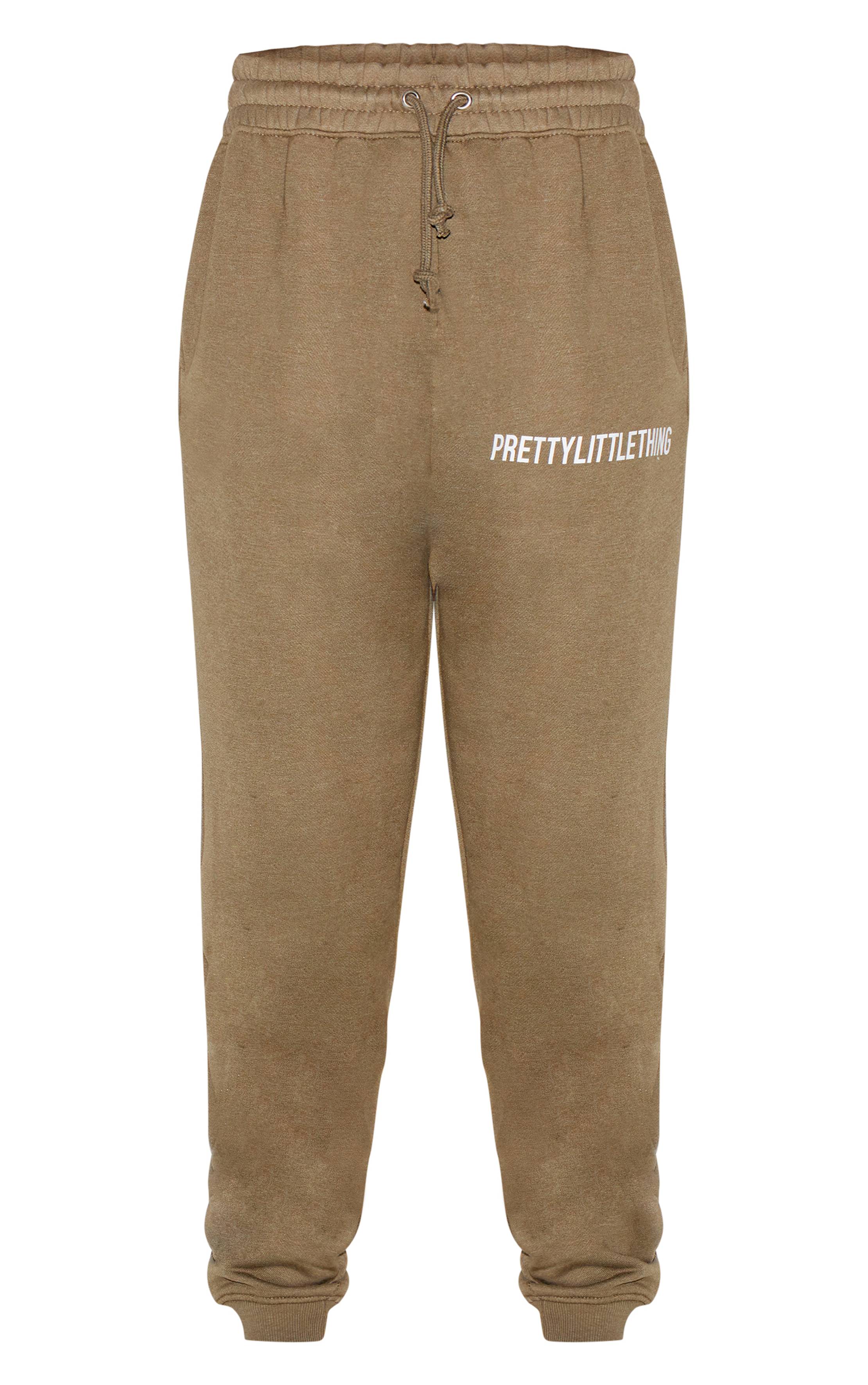 Sage Khaki Prettylittlething Joggers Taille Haute Avec Revers