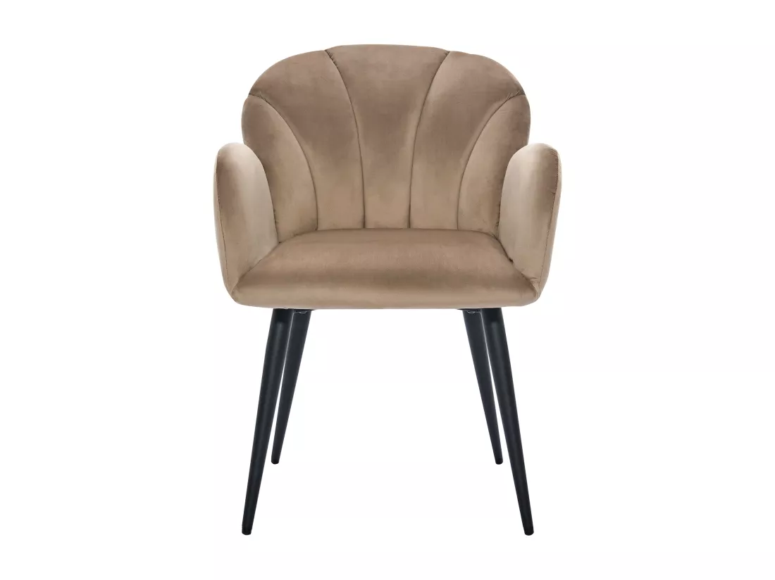 Lot de 6 chaises avec accoudoirs en velours et métal noir - Beige - LANSENA de Pascal Morabito