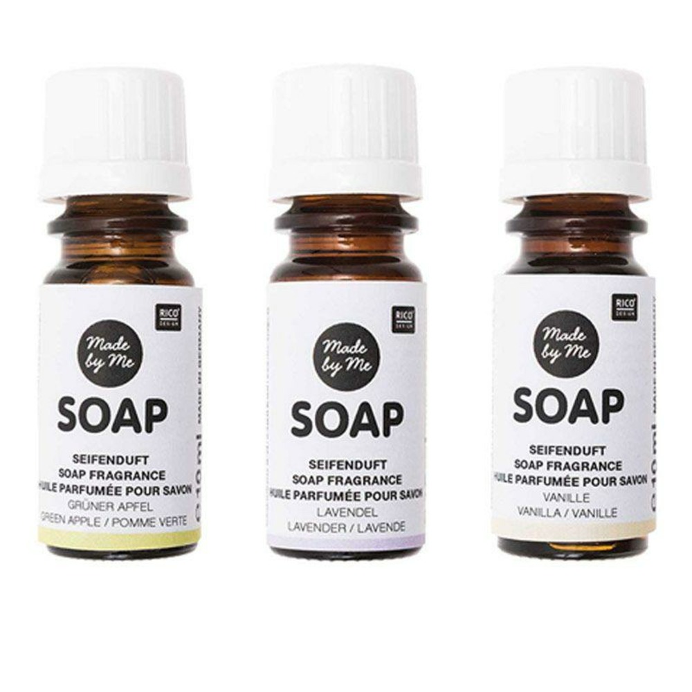 3 huiles parfumées 10 ml pour savon - pomme, lavande, vanille