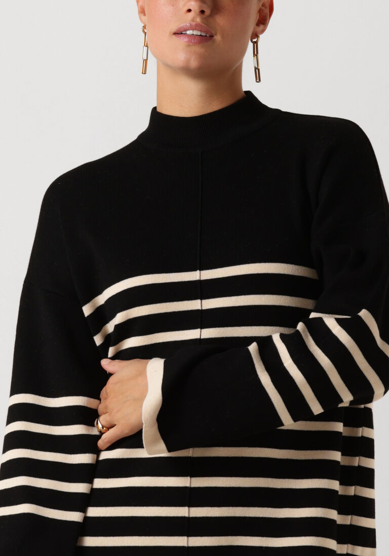 OBJECT zwarte object midi jurk objromia l/s midi knit dress