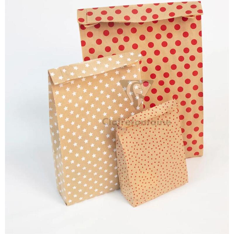 Sach. x50 poch. Kraft,11x21+5cm coeur - Kraft