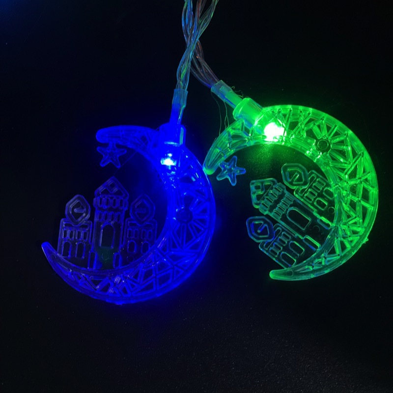 (6m) 40 LED's Ramadan Deko Lichterkette Halbmond / Moschee Eid Mubarak Beleuchtung (Batteriebetrieben) - Bunt