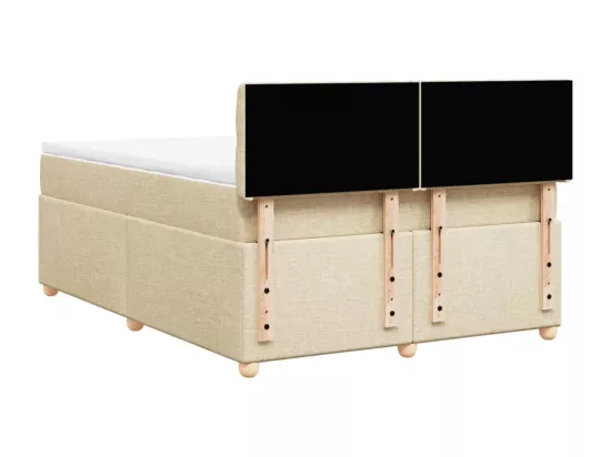 Sommier à lattes de lit avec matelas Crème 160x200 cm Tissu