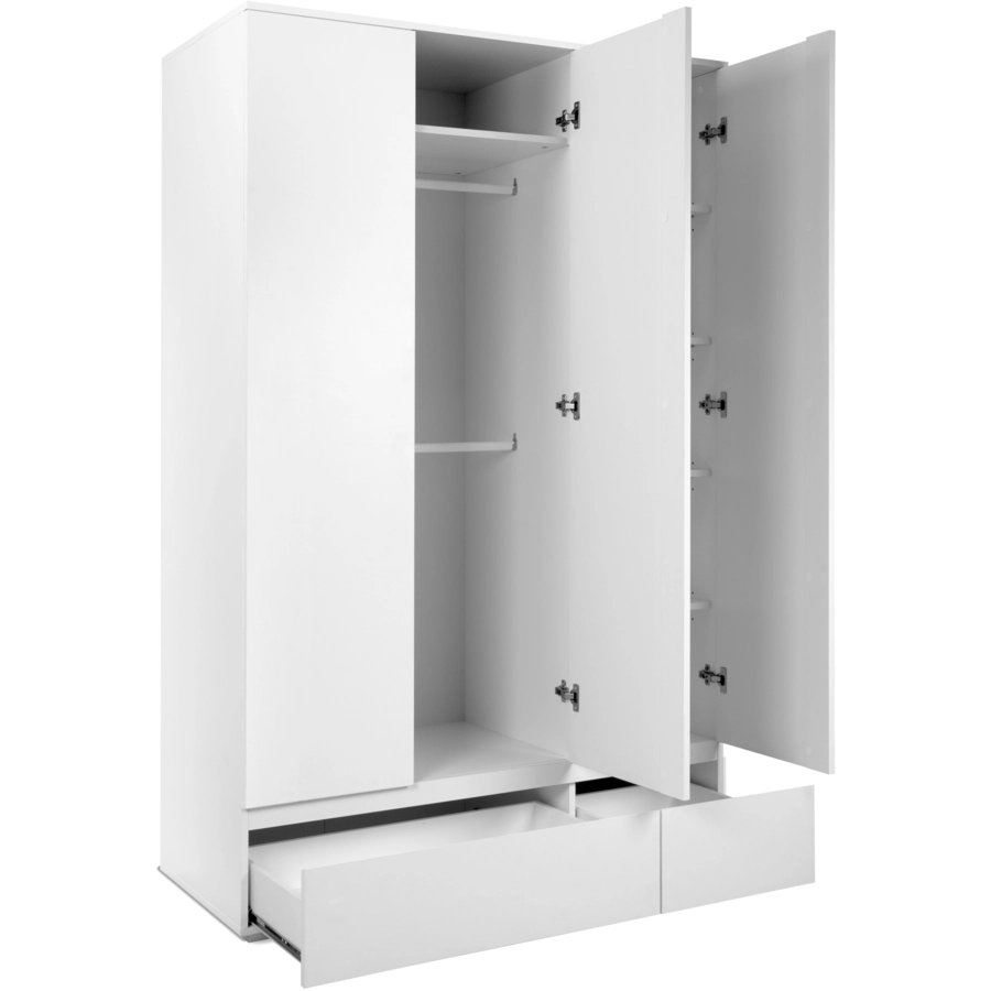 Finori Kleiderschrank Lia, weiß, 3 Türen Weiß
