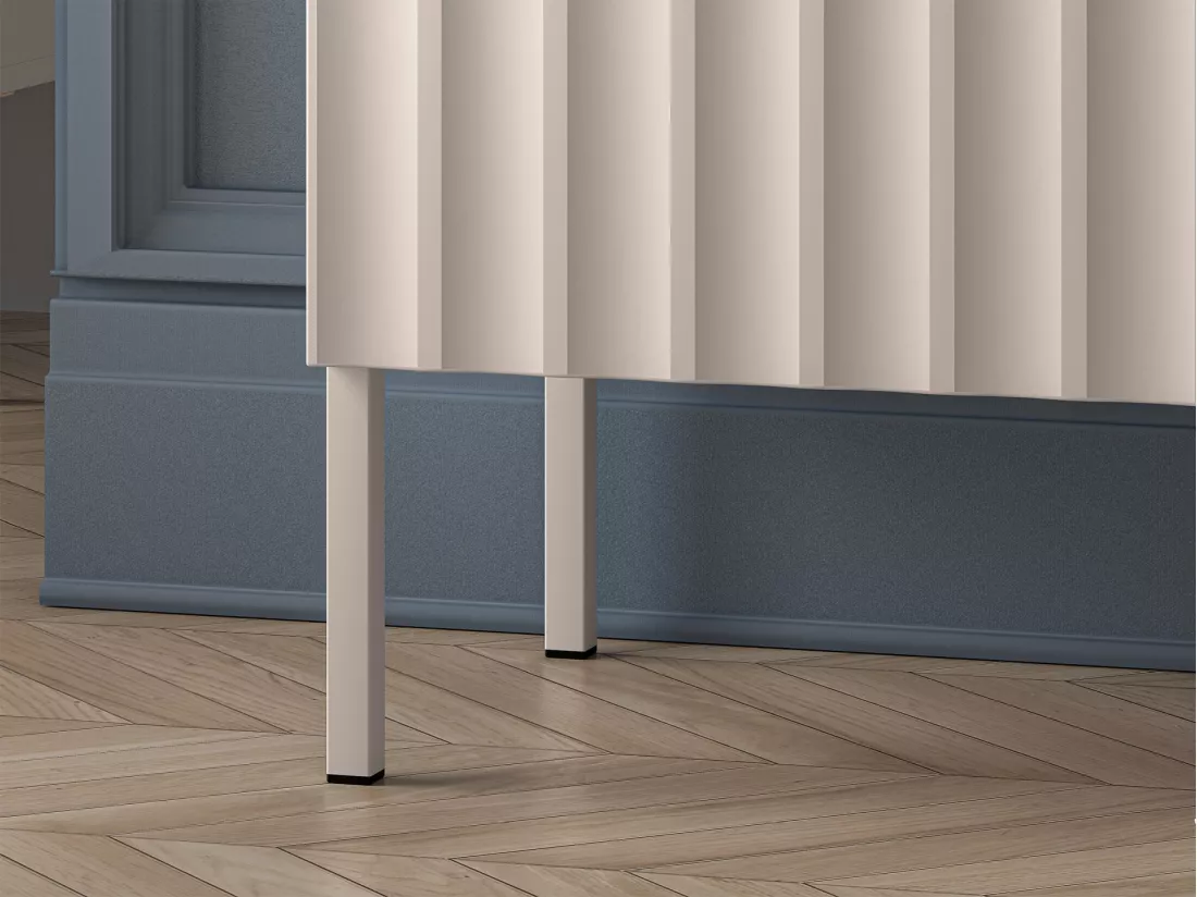 Table de chevet avec façades cannelées - 50 cm beige clair - DERRIVA