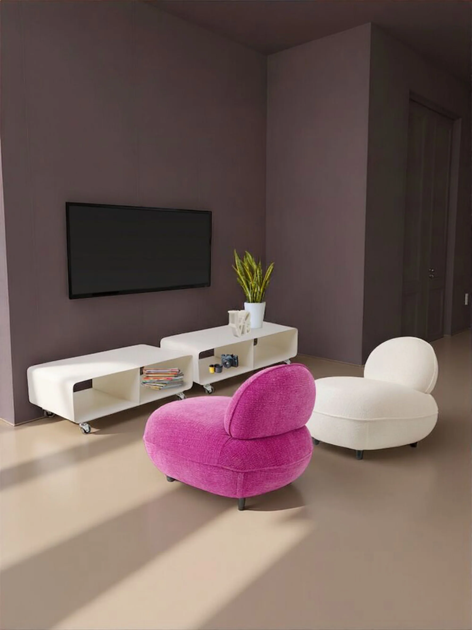 Metalen tv-meubel Lounge M met wielen