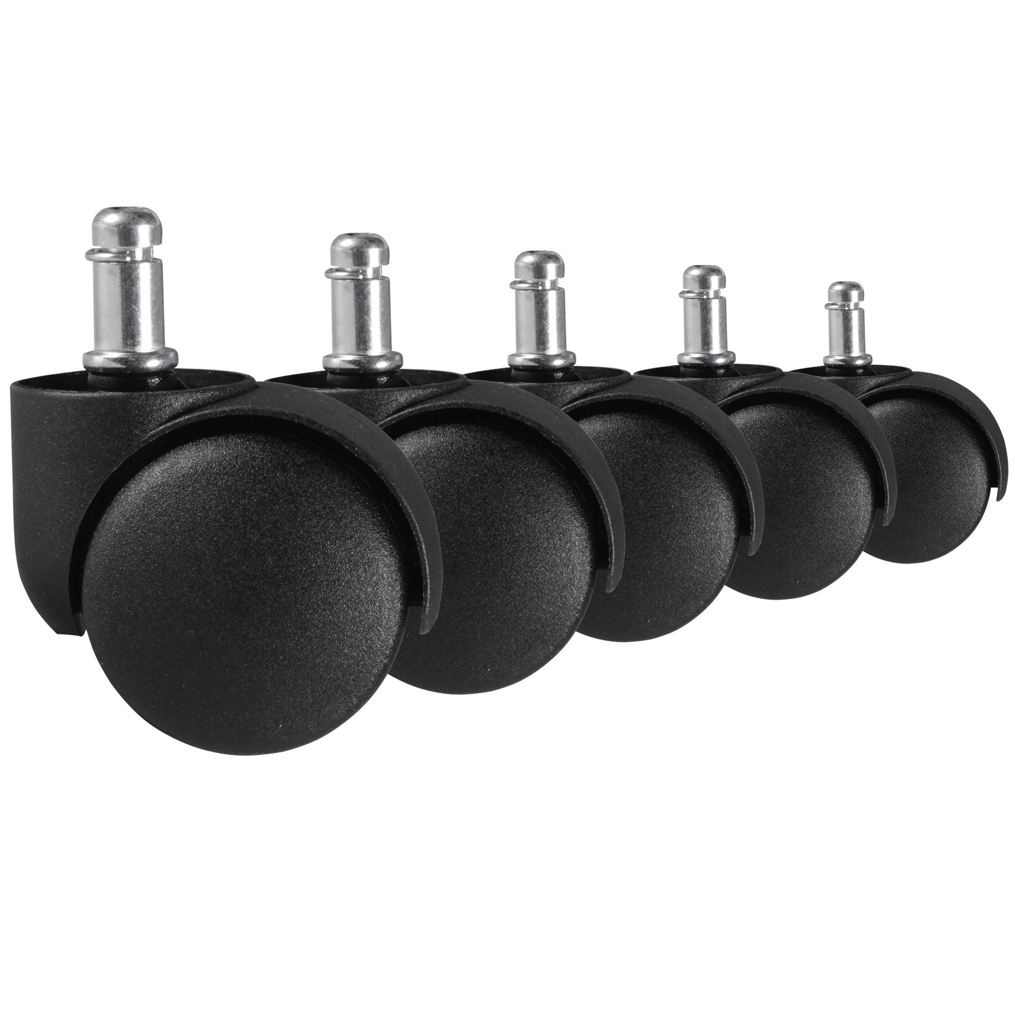 FineBuy 5er Set Rollen für Bürostuhl 11 Teppichbodenrollen 50 mm Weichbodenrollen