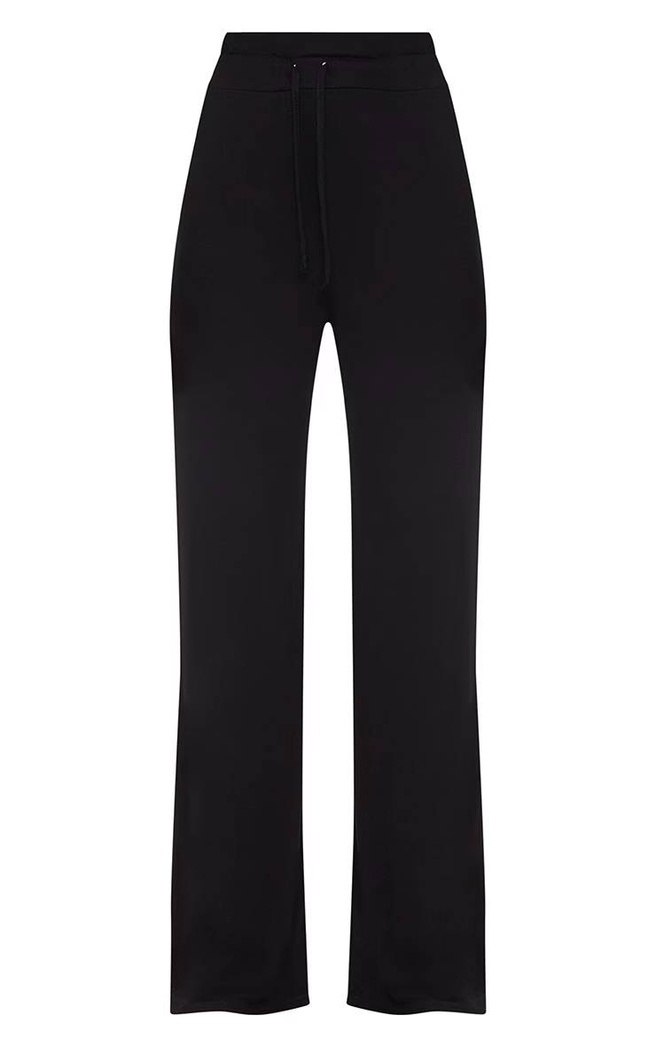 Noir Pantalon Large En Jersey À Cordon De Serrage