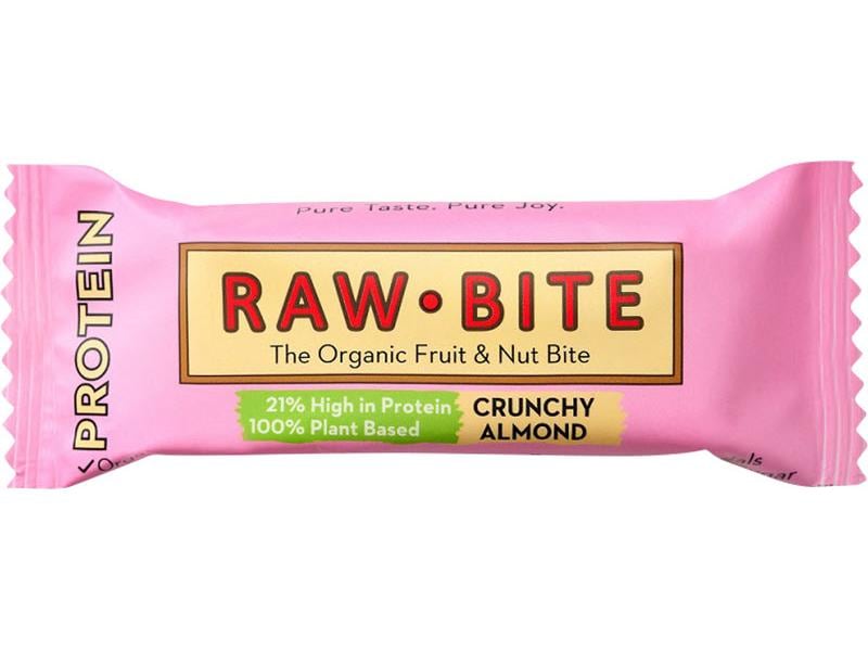 Rawbite Riegel Bio Rohkost Protein Crunchy Almond 12 x 45 g Leckerer Rohkostriegel mit Mandeln