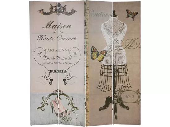 Paravent 4 panneaux pans 160 x 2.5 x 180 cm PAR04011