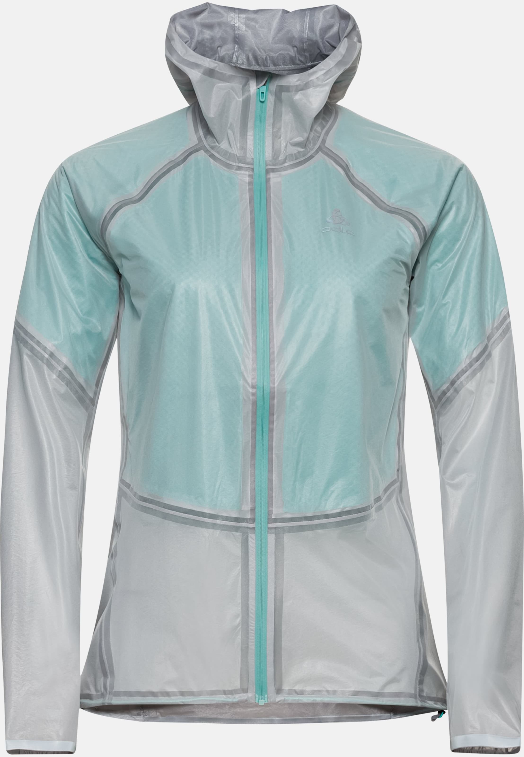 Isolierte und wasserdichte Dual Dry Performance Knit Laufjacke in odlo silver grey - polynya