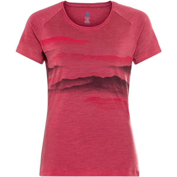 T-shirt randonnée ODLO CONCORD MOUNTAIN PRINT S/S CREW NECK W HOLLY BERRY MELANGE