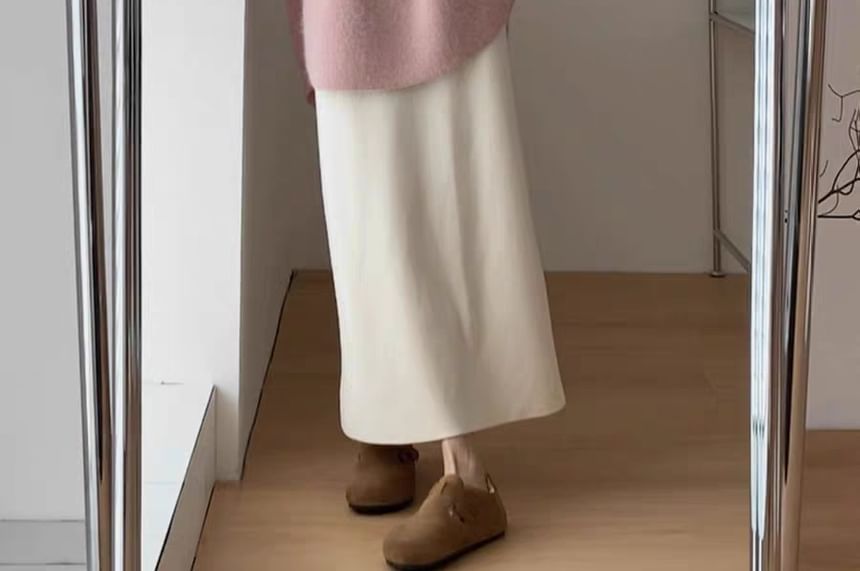 Erione - Ronde hals, effen, oversized trui met split