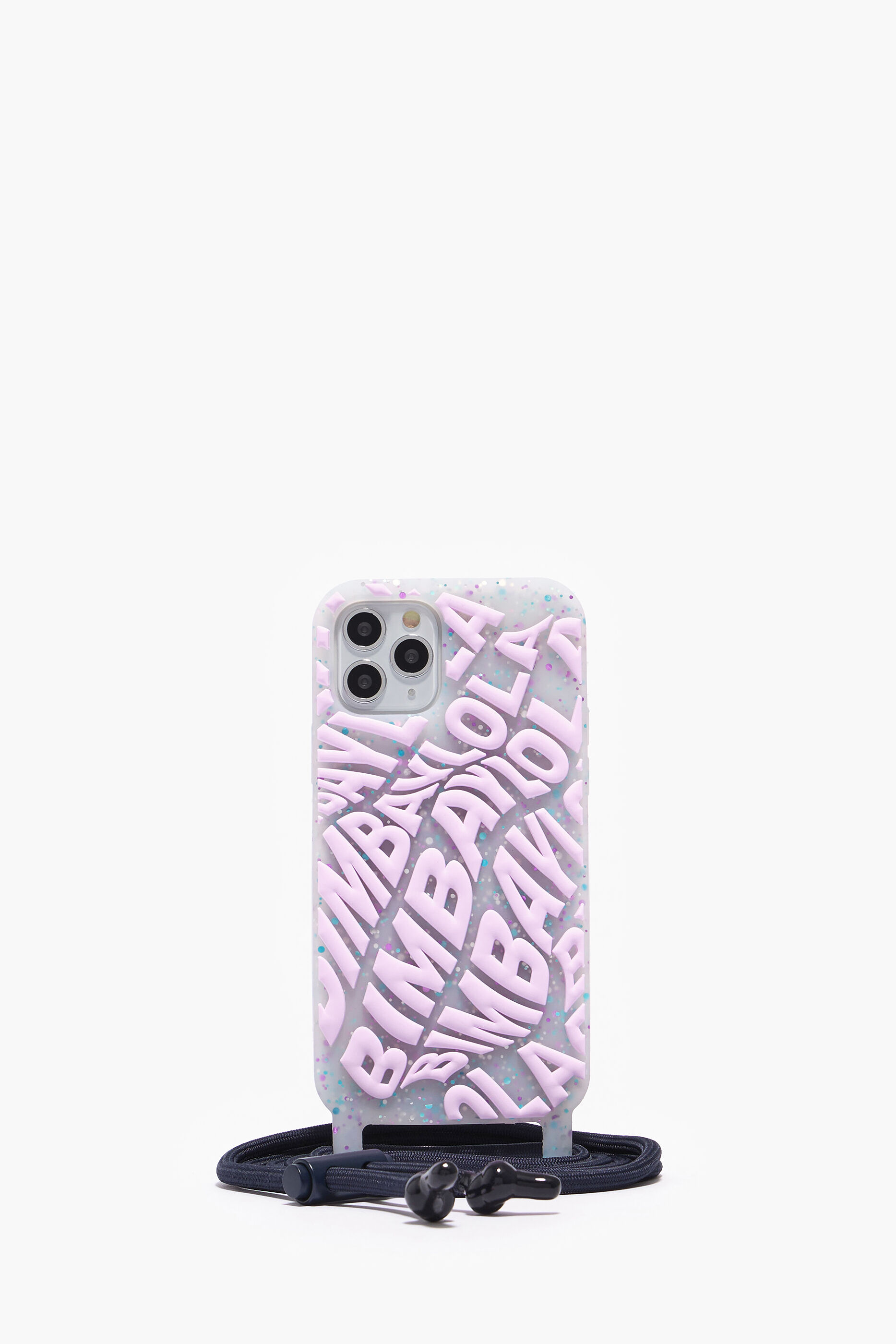 Capa transparente roxa com o logotipo da marca para iPhone 12/12 Pro