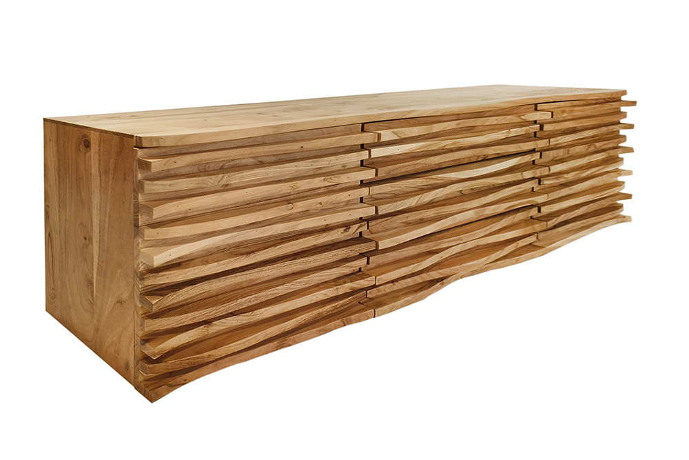 Hängendes Sideboard RELIEF 175cm natur Akazie Massivholz mit Schubladen